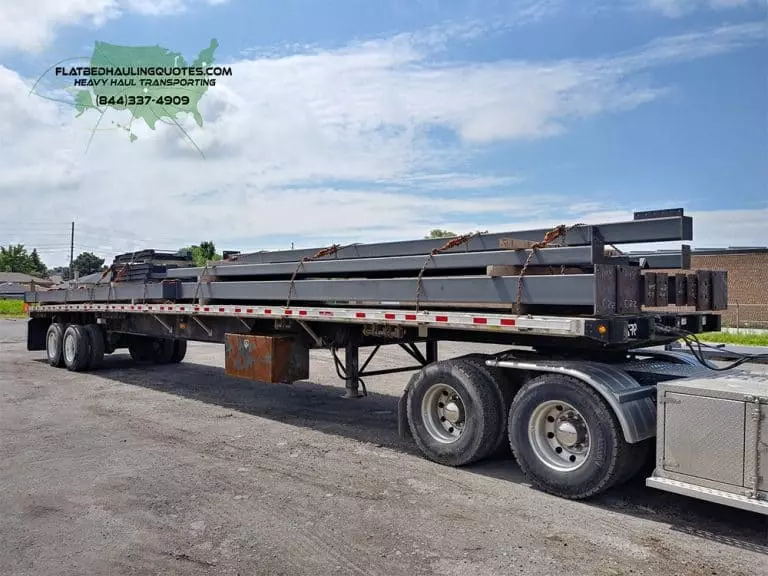 shipping heavy haul steel on flatbed truck trailor