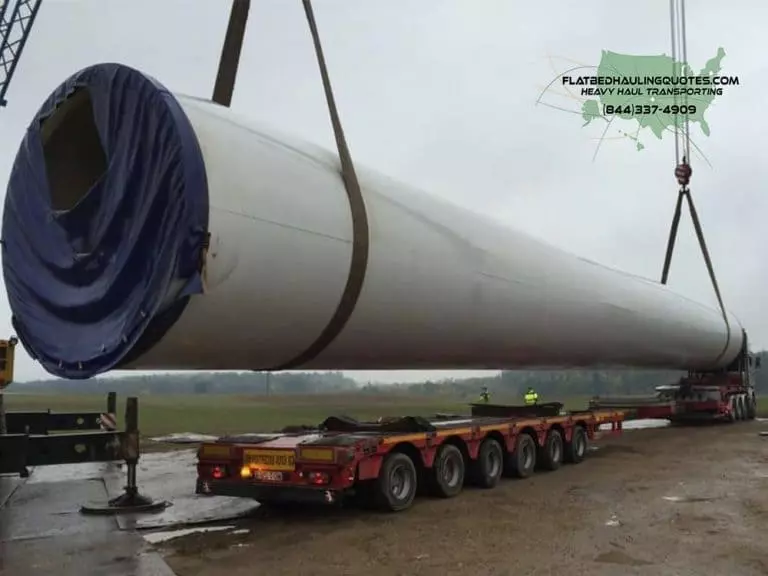moving turbines on a flatbed trailer